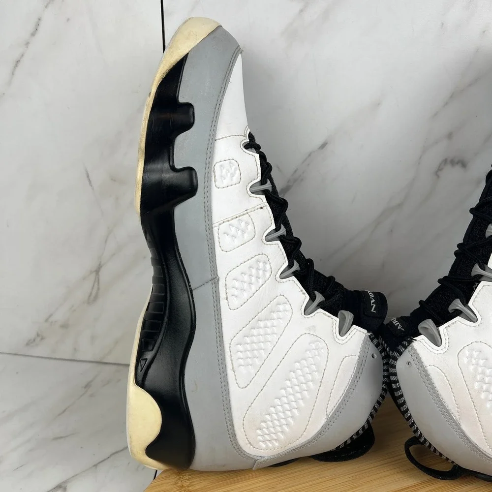 Nike Air Jordan 9 Retro Barons Mens Size 10 White Black Sneaker Shoes 302370-106